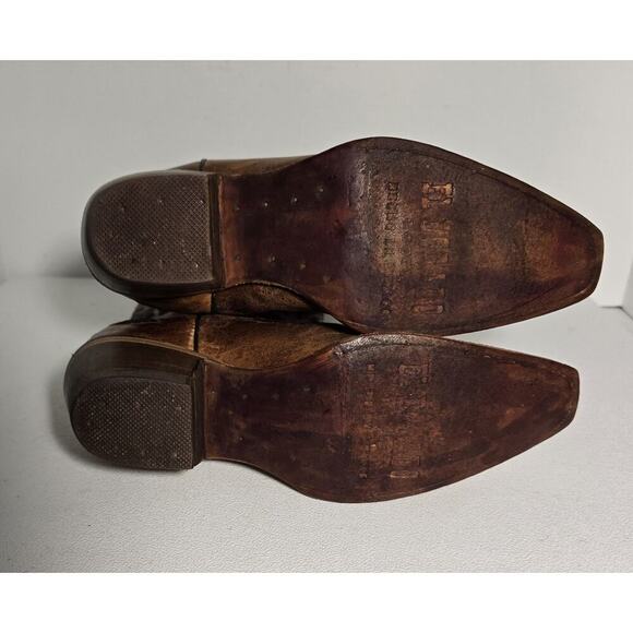 VTG EL DORADO Western Cowgirl BOOTS Leather Embroidered Brown Distressed 7.5 M - Picture 14 of 15